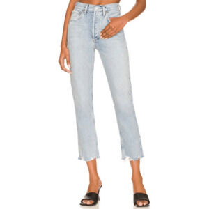 AGOLDE Riley High Rise Straight Jeans Crop Sz 32 Organic Cotton Light Wash NWT